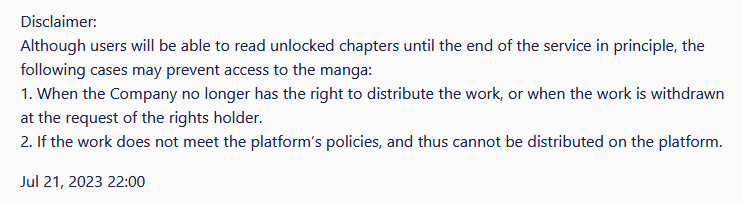 A screenshot of Manga UP! announcement